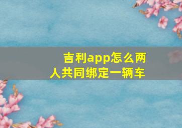 吉利app怎么两人共同绑定一辆车