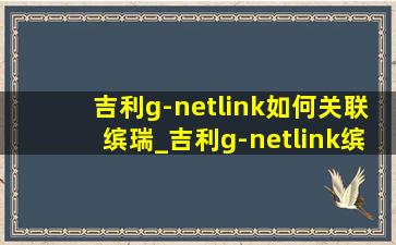 吉利g-netlink如何关联缤瑞_吉利g-netlink缤瑞能用吗