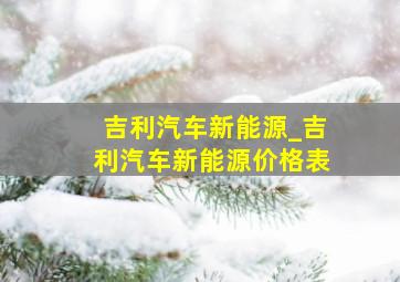 吉利汽车新能源_吉利汽车新能源价格表