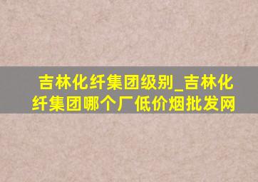 吉林化纤集团级别_吉林化纤集团哪个厂(低价烟批发网)