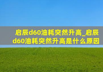 启辰d60油耗突然升高_启辰d60油耗突然升高是什么原因