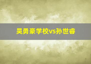 吴勇豪学校vs孙世睿