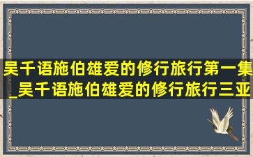 吴千语施伯雄爱的修行旅行第一集_吴千语施伯雄爱的修行旅行三亚