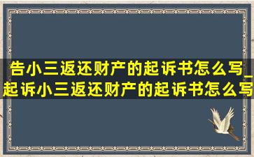 告小三返还财产的起诉书怎么写_起诉小三返还财产的起诉书怎么写