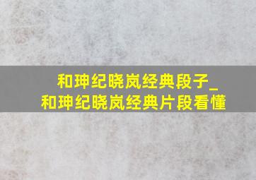 和珅纪晓岚经典段子_和珅纪晓岚经典片段看懂