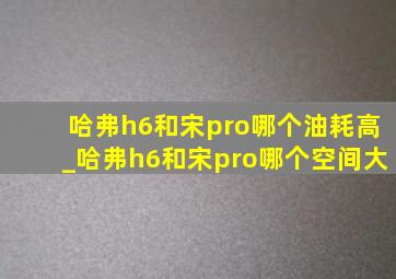 哈弗h6和宋pro哪个油耗高_哈弗h6和宋pro哪个空间大