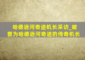 哈德逊河奇迹机长采访_被誉为哈德逊河奇迹的传奇机长