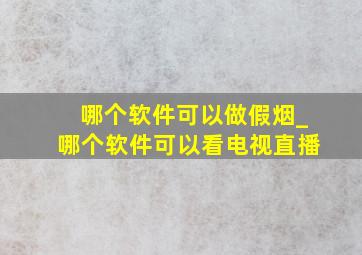 哪个软件可以做假烟_哪个软件可以看电视直播