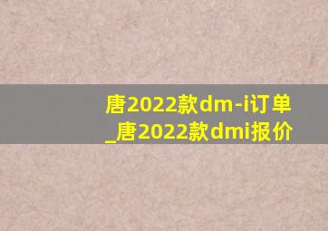 唐2022款dm-i订单_唐2022款dmi报价