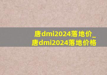 唐dmi2024落地价_唐dmi2024落地价格