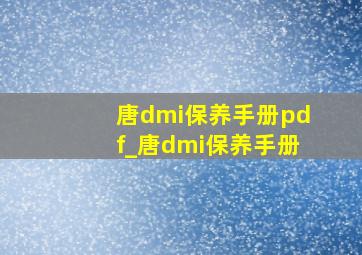 唐dmi保养手册pdf_唐dmi保养手册