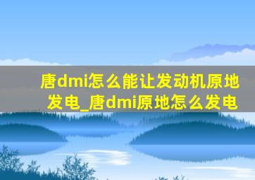 唐dmi怎么能让发动机原地发电_唐dmi原地怎么发电