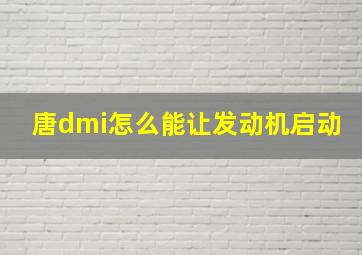 唐dmi怎么能让发动机启动