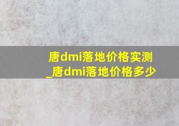 唐dmi落地价格实测_唐dmi落地价格多少