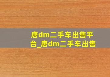 唐dm二手车出售平台_唐dm二手车出售