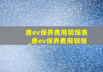 唐ev保养费用明细表_唐ev保养费用明细