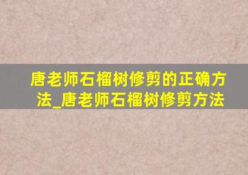 唐老师石榴树修剪的正确方法_唐老师石榴树修剪方法