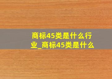 商标45类是什么行业_商标45类是什么