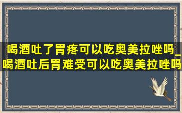 喝酒吐了胃疼可以吃奥美拉唑吗_喝酒吐后胃难受可以吃奥美拉唑吗