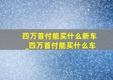 四万首付能买什么新车_四万首付能买什么车