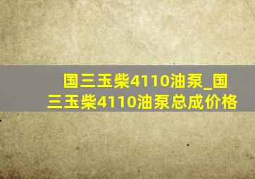 国三玉柴4110油泵_国三玉柴4110油泵总成价格