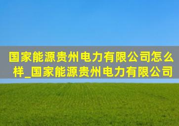 国家能源贵州电力有限公司怎么样_国家能源贵州电力有限公司