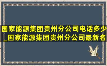 国家能源集团贵州分公司电话多少_国家能源集团贵州分公司最新名单