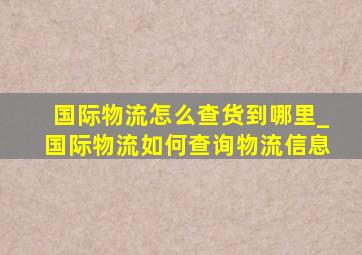 国际物流怎么查货到哪里_国际物流如何查询物流信息