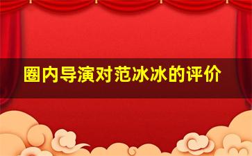 圈内导演对范冰冰的评价