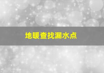 地暖查找漏水点