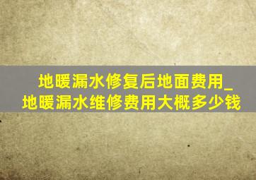 地暖漏水修复后地面费用_地暖漏水维修费用大概多少钱