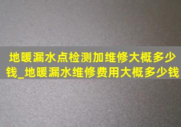 地暖漏水点检测加维修大概多少钱_地暖漏水维修费用大概多少钱