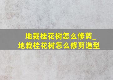 地栽桂花树怎么修剪_地栽桂花树怎么修剪造型