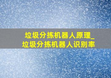 垃圾分拣机器人原理_垃圾分拣机器人识别率