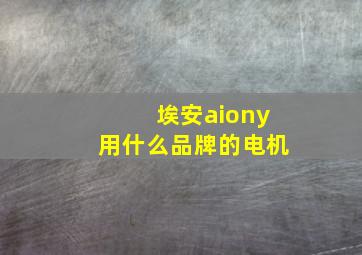 埃安aiony用什么品牌的电机