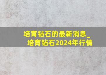 培育钻石的最新消息_培育钻石2024年行情