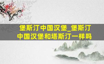 堡斯汀中国汉堡_堡斯汀中国汉堡和塔斯汀一样吗