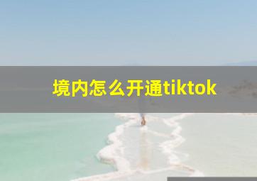 境内怎么开通tiktok