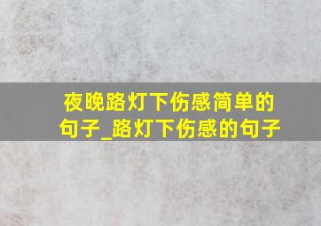 夜晚路灯下伤感简单的句子_路灯下伤感的句子