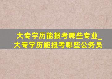 大专学历能报考哪些专业_大专学历能报考哪些公务员