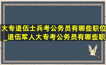 大专退伍士兵考公务员有哪些职位_退伍军人大专考公务员有哪些职位