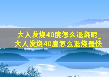 大人发烧40度怎么退烧呢_大人发烧40度怎么退烧最快