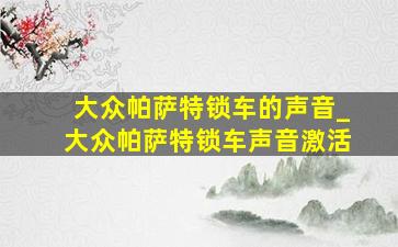 大众帕萨特锁车的声音_大众帕萨特锁车声音激活