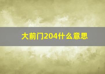 大前门204什么意思