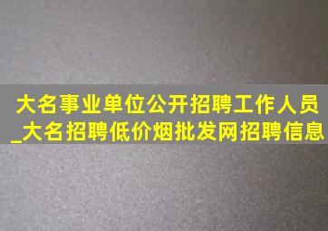 大名事业单位公开招聘工作人员_大名招聘(低价烟批发网)招聘信息