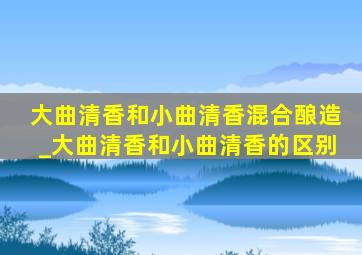 大曲清香和小曲清香混合酿造_大曲清香和小曲清香的区别