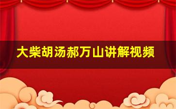 大柴胡汤郝万山讲解视频