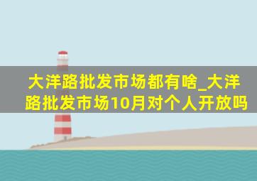 大洋路批发市场都有啥_大洋路批发市场10月对个人开放吗