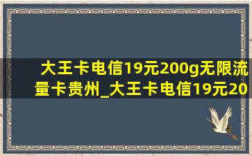 大王卡电信19元200g无限流量卡贵州_大王卡电信19元200g无限流量卡靠谱吗