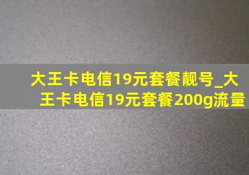 大王卡电信19元套餐靓号_大王卡电信19元套餐200g流量